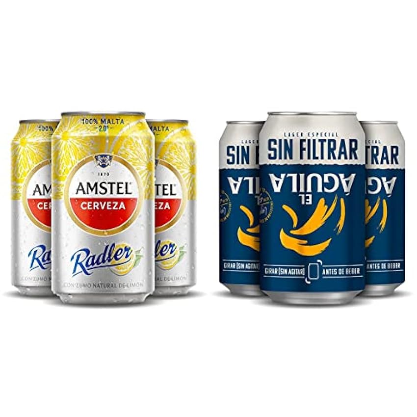 Amstel Radler Cerveza Limon Pack Latas, 24 x 33cl + El Aguila Sin Filtrar Cerveza Lager Especial Pack Lata, 24 x 33cl iK3kvWM0
