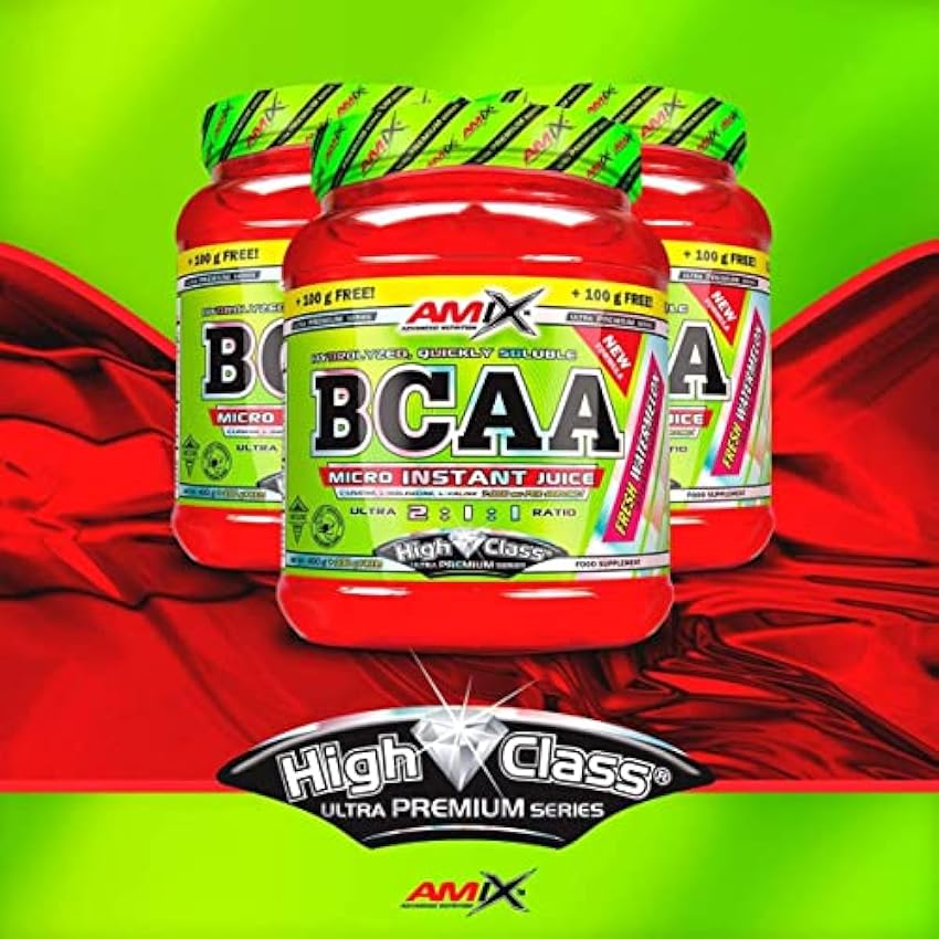 AMIX Nutrition | BCAA Instant Juice | Aminoácidos Ramificados 2:1:1 | Sabor a Sandía | 400 g + 100 g Gratis | Aumenta Energía y Resistencia | BCAA Polvo | Quemador de Grasa | Especial para Deportistas lsMsCKej
