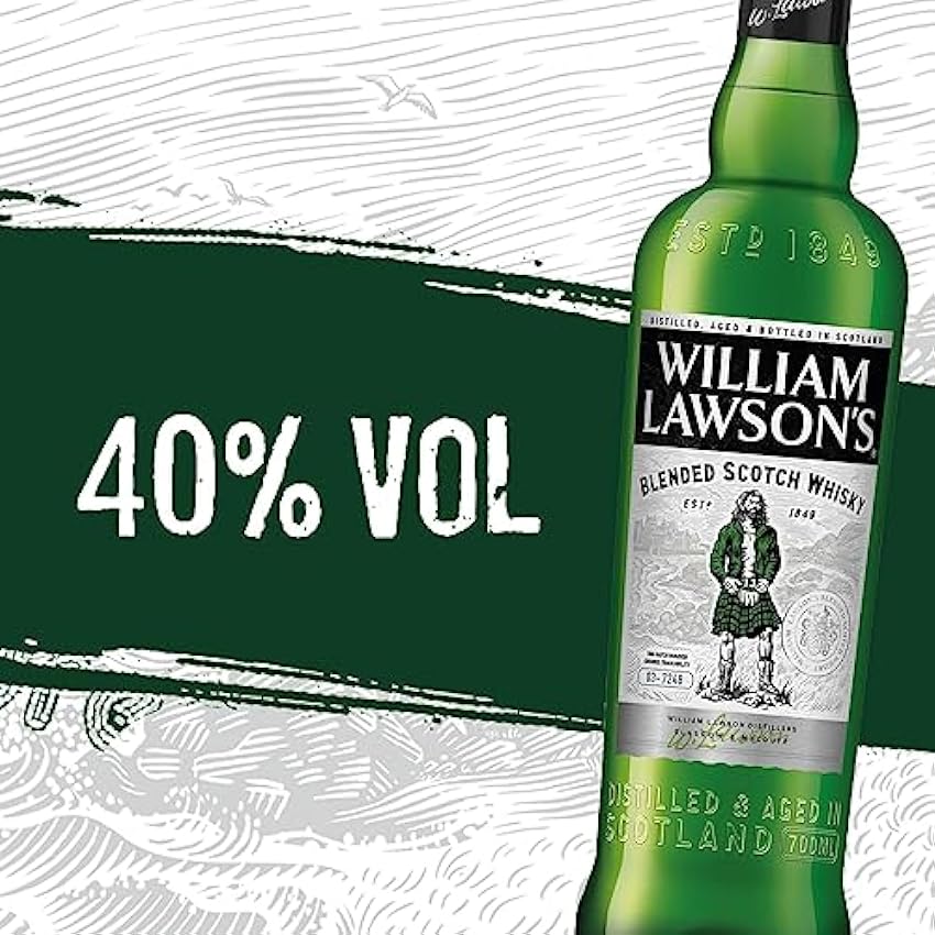 William Lawson´s Finest Blended Scotch Whisky, bebida alcohólica elaborada con malta afrutada, 40 % Vol, 70cL / 700mL gyncPrcE