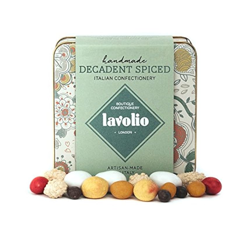 Lata de dulces de regalo Lavolio Lujo de especias (175 g) – Selección premium de nueces recubiertas, café, especias y dulces de chocolate MFBgHfLV