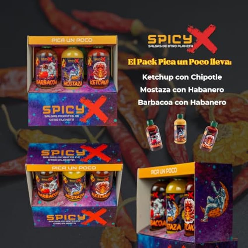 SPICYX - Pack Pica un Poco - Barbacoa - Mostaza - Ketchup (3x 250ml) jExzYH26