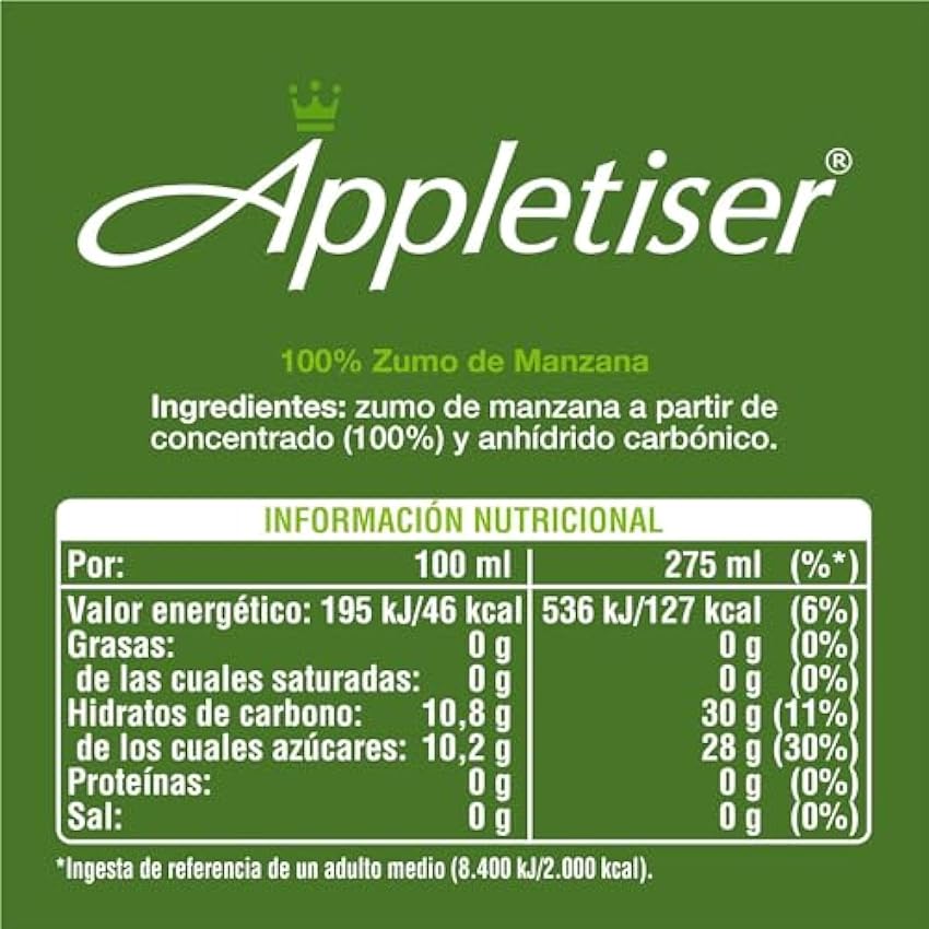 Appletiser - Refresco de Manzana natural con burbuja fina - lata 250 ml - Pack de 12 GLXOCPq0