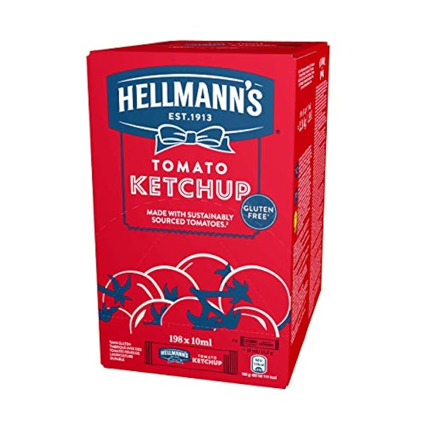 Hellmann´s salsa Ketchup Sin Gluten - caja con 198 Monoporciones de 10 ml lKsjS0dU