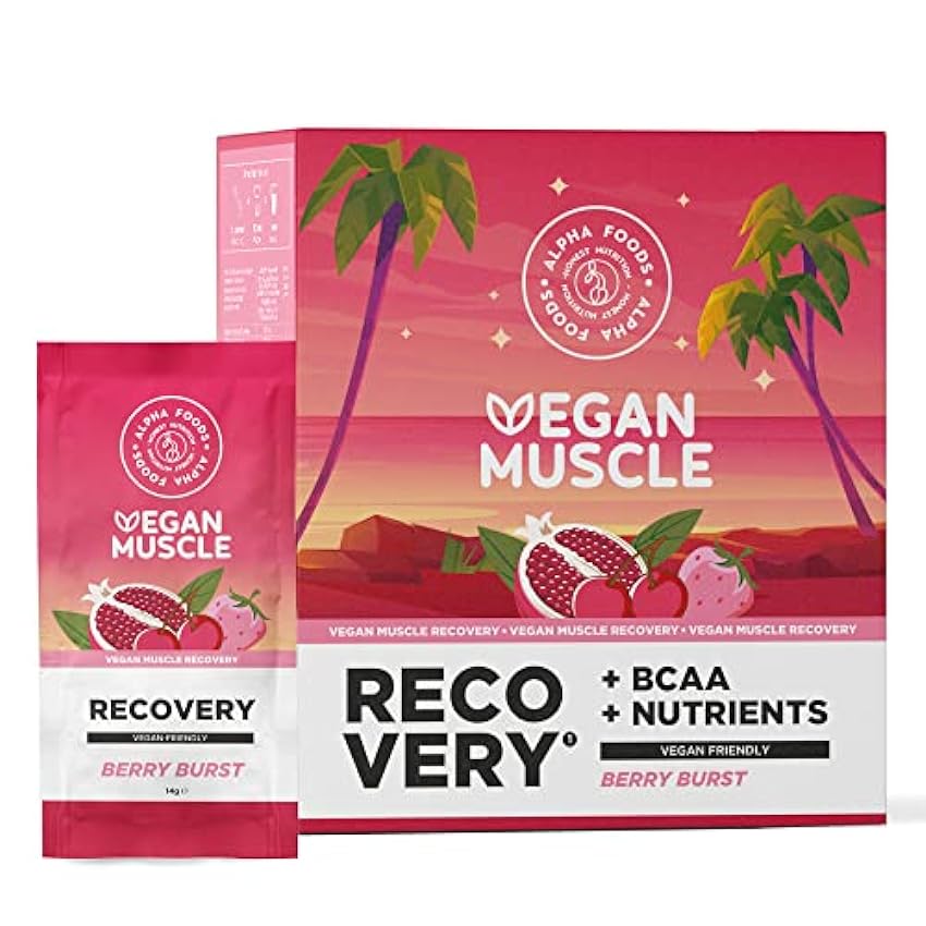 Recovery Vegan Muscle Post-Workout - Sabor Frutos Rojos - Complejo Recuperación post-entrenamiento con BCAA Leucina, Glutamina, Minerales y Vitaminas B, Para una recuperación Rápida y satisfactoria L8dFuET4