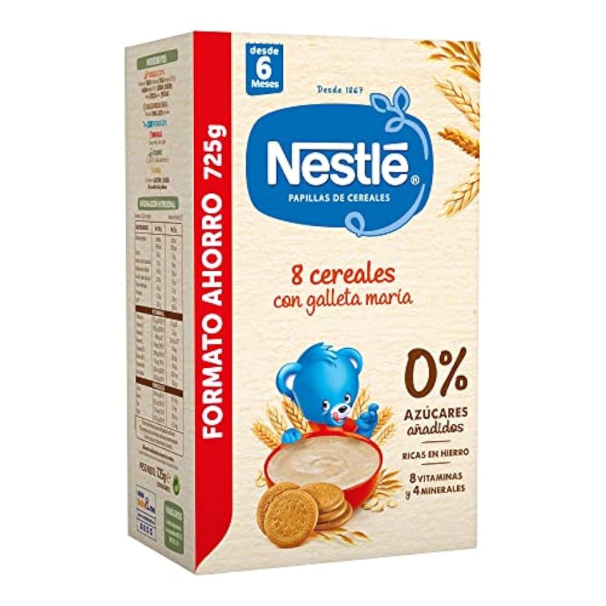 Nestle Papilla 8 Cereales con Galleta, 8 Paquetes de 725g (Total 5,8Kg) gRe6Rid8