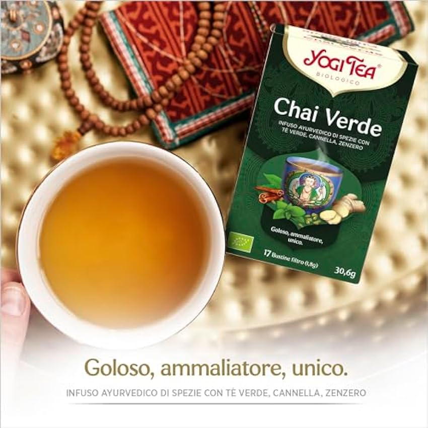 Yogi Tea Green Chai - Infusión Ayurvédica - Mezcla de Té Verde - Canela y Jengibre - Pack de 6x17 bolsitas (102 bolsitas en total) pe6aONIP