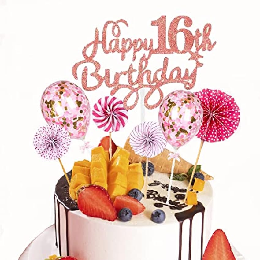 HCRXVV Decoración para tarta de cumpleaños rosa para ni