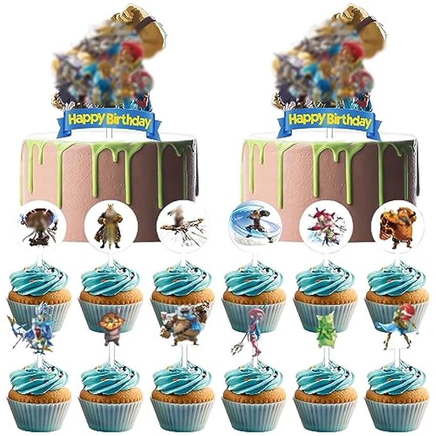 Leyenda de Zel-da Decoracion Tarta CBOSNF 14PCS Zel-da Cake Topper,Pastel Topper,Cupcake Toppers Cumpleaños para Fiesta De Decoración Cumpleaños para Niños NrUNMNAy