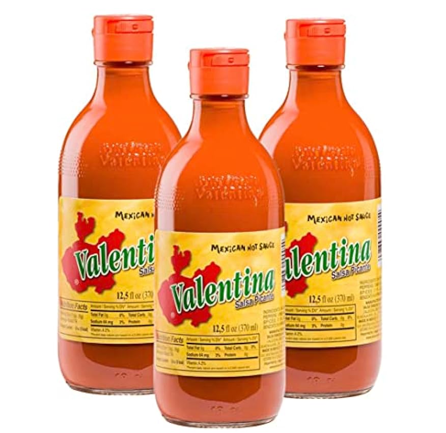Valentina Salsa Picante, Mexican Hot/Spicy Sauce, Pack de 3 x 370 - Sin Gluten, Bajo en grasa y azúcar - Pack Promoo l2rnPXpX