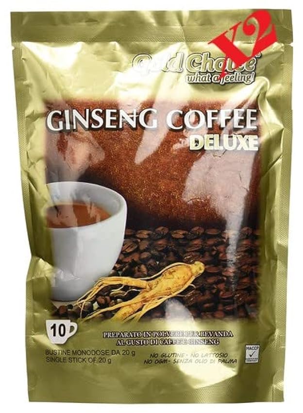 Ginseng Coffee Deluxe - X2 Confezioni - Caffè solubile al ginseng - 10 stick da 20g myEjiiAk