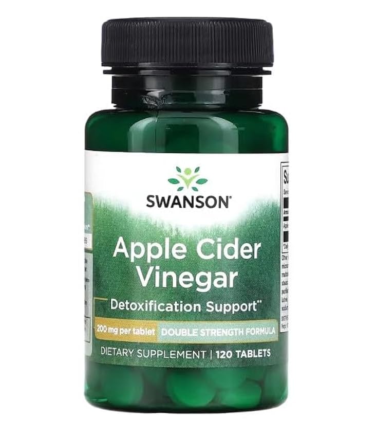 Swanson Vinagre de Sidra de Manzana 200mg de Doble Potencia - Suplemento Natural para Desintoxicación y Digestión Saludable - 120 Tabletas Ip0umvHq