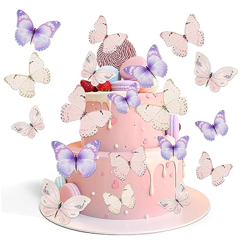 Decoración para tartas de mariposas, 72 unidades, decoración de tartas, decoración para tartas, decoración de tartas, cumpleaños, fiestas de cumpleaños HaIENcaX