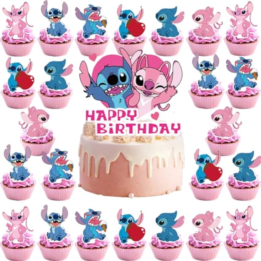 25 Stück Happy Birthday Cake Topper, Deko Torte, Cartoon Kuchen Deko, Cartoon Cake Topper, Cake Topper Geburtstag, Torte Topper, Figuren Tortendeko, Cupcake Topper Deko für Kinder Geburtstags kMV3KeF5