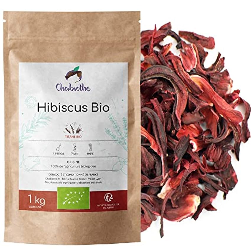 Flores de Hibisco secas BIO 1 kg - Bissap Karkadé Orgánico GH6RRYNX