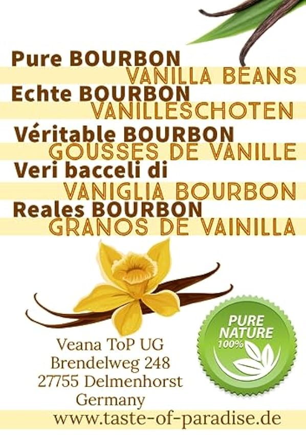 Bourbon - Escurritos de vainilla (50 unidades, 12-13 cm, 100% natural, de Madagascar ntS4nebl