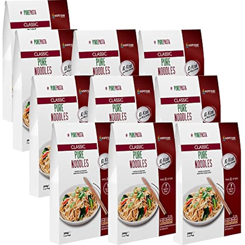 PurePasta Konjac Sin Gluten Tallarines - Arroz - Espaguetis 10 Pack * 200 g | Shirataki Con Harina Gluten Free | Bajo En Calorias Y Carbohidratos H7tOB1P5