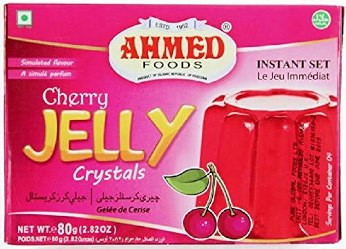 Ahmed Foods Cristales de jalea de cereza, 80 g niauM1zA