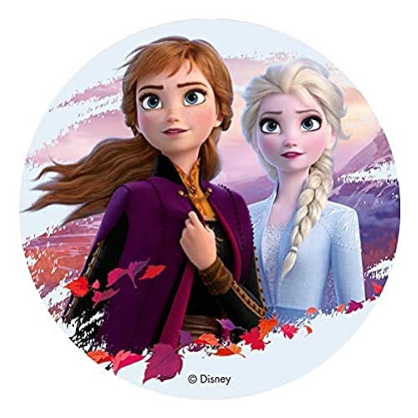 Dekora - Decoracion Tartas de Cumpleaños Infantiles en Disco de Oblea de Frozen II - Elsa y Anna, Multicolor msxDE2vn