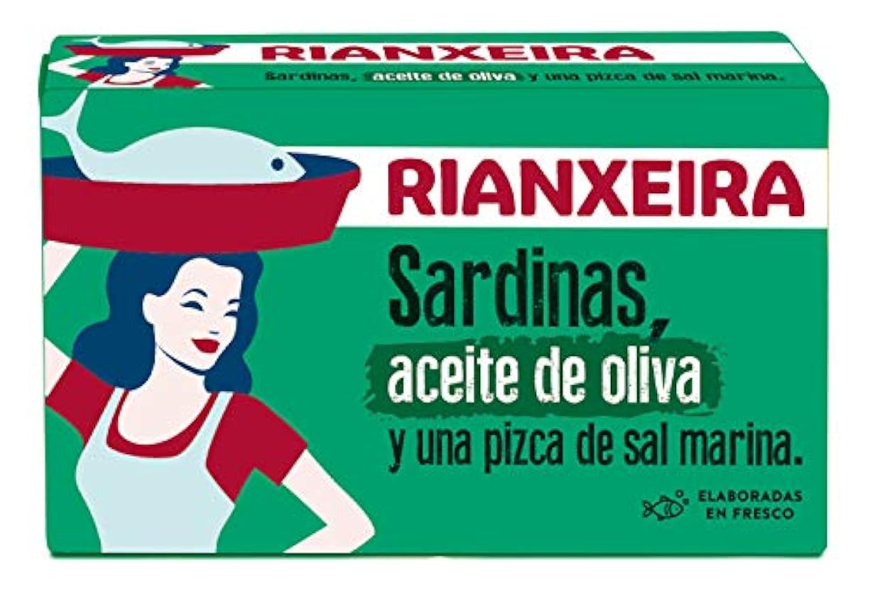 RIANXEIRA Sardinas en Aceite de Oliva y Pizca de Sal Marina. Pack 8 Latas KcNj3ZgH