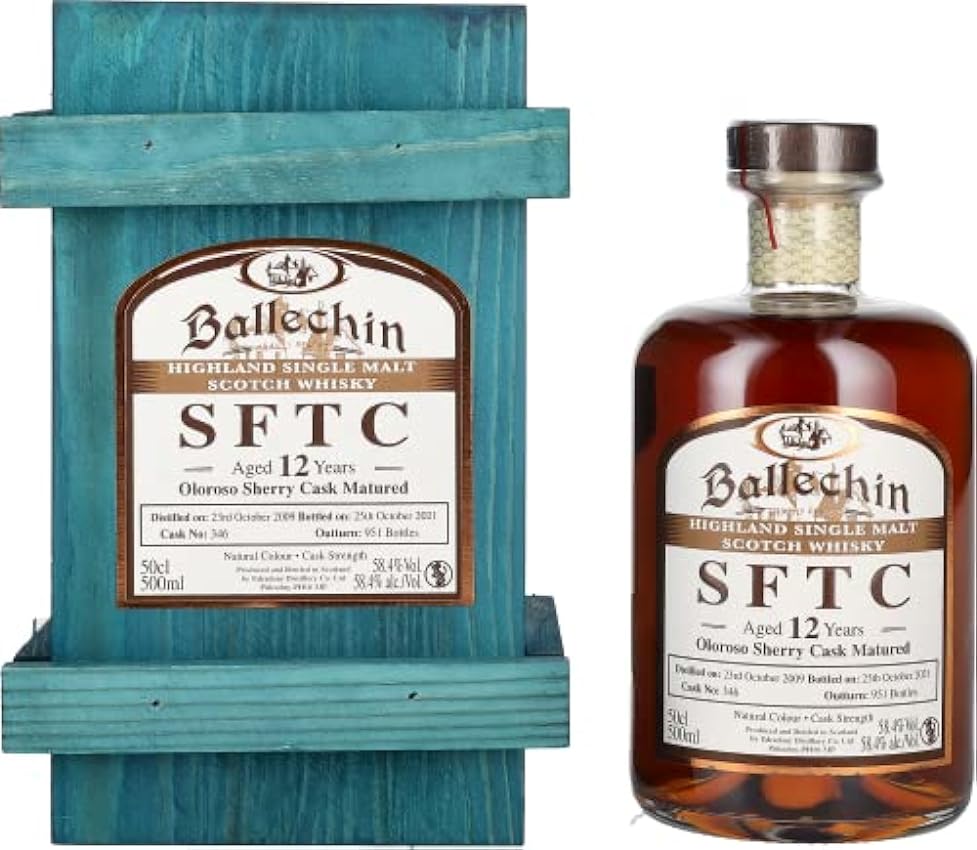 Edradour Ballechin SFTC 12 Years Old Oloroso Sherry Cask Matured 2009 58,4% Vol. 0,5l in Holzkiste foUj7xvR