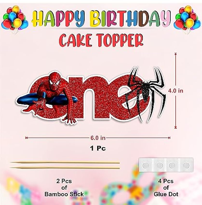 Seyal® Decoración de fiesta de cumpleaños - Spiderman One Cake Topper ItSw00Uf