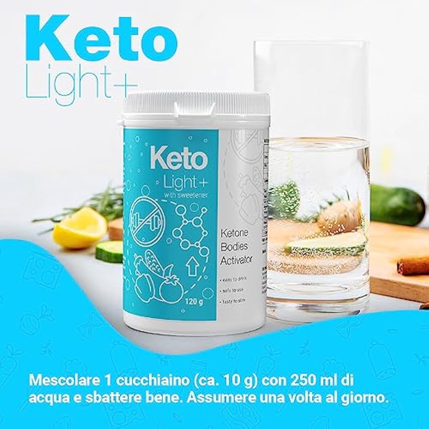 Keto Light Plus 120 g Originale - Productos Proteicos para Dieta Cetogénica, Batido quemagrasas, vegano, sabor a coco, Polvo InJNgWKx