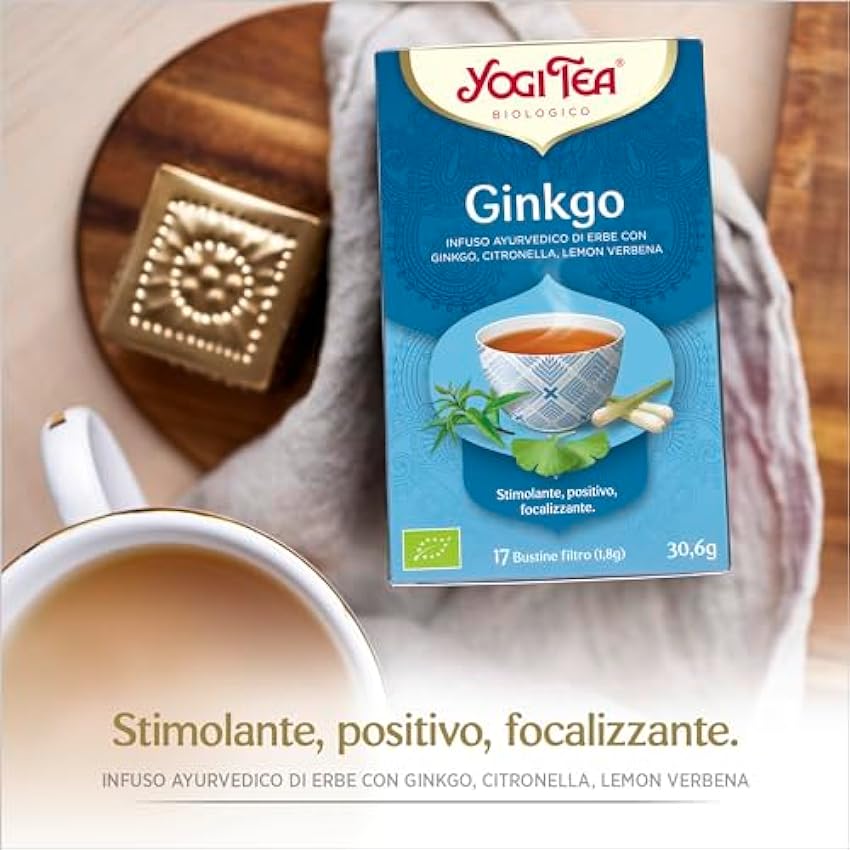 Yogi Tea - Ginkgo - Infusión Ayurvédica - Con Menta y Citronela - Sin Cafeína - 6x17 bolsitas (102 bolsitas en total) IJn2f9cz