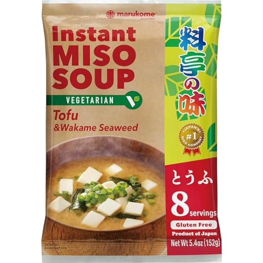 Marukome Sopa instantánea de miso con tofu y algas Wakame (sin gluten) 8 porciones 152g IskcjrjV