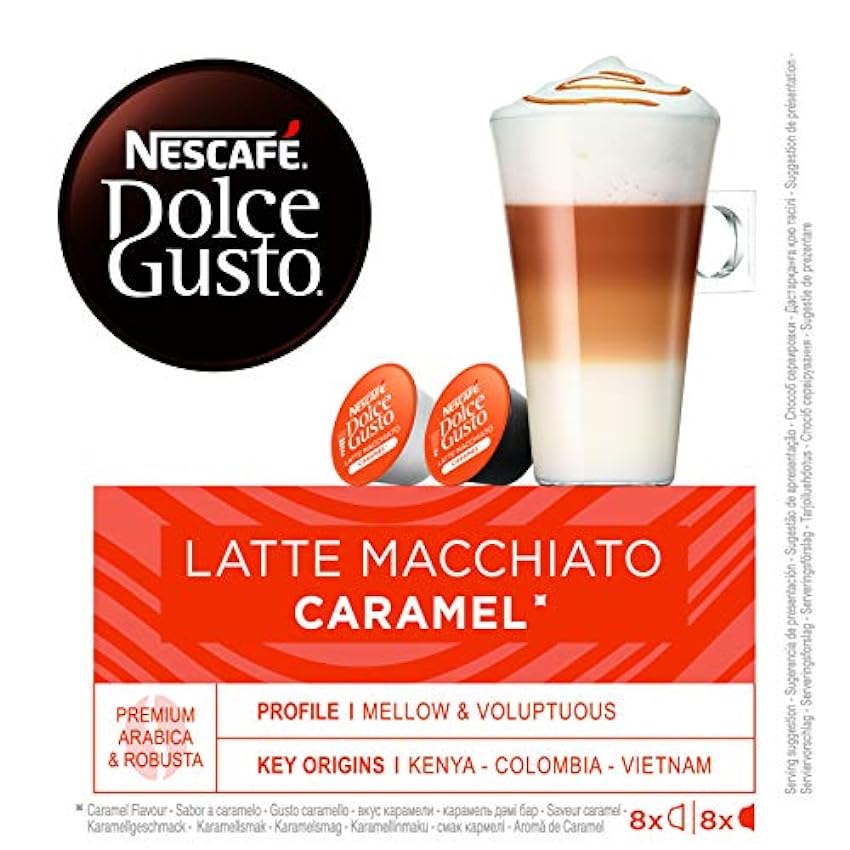 Nescafé Dolce Gusto Café Latte Macchiato Caramel, Paquete de 6/16 Cápsulas (8 tazas) cada paquete. oGIvW5zo