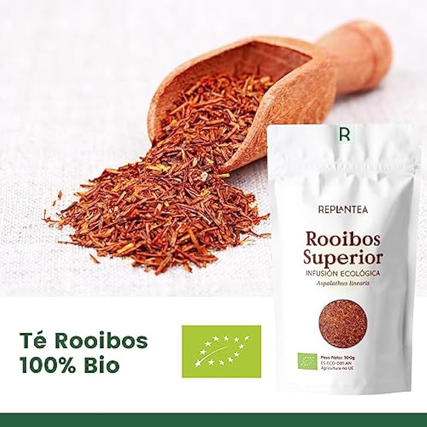 ROOIBOS BIO Superior 100g (50 Tazas) | Té Rooibos a Granel Orgánico de Gran Aroma REPLANTEA® gvtbd0oh