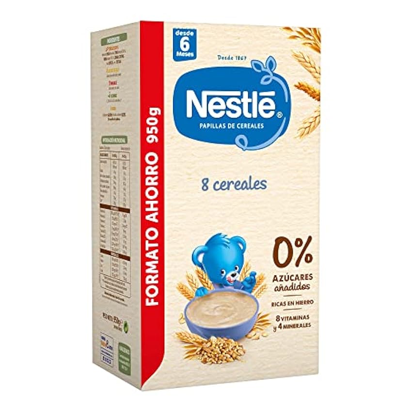 Nestle Papilla 8 Cereales, 8 Paquetes de 950g (Total 7.6Kg) PB7ppA6f