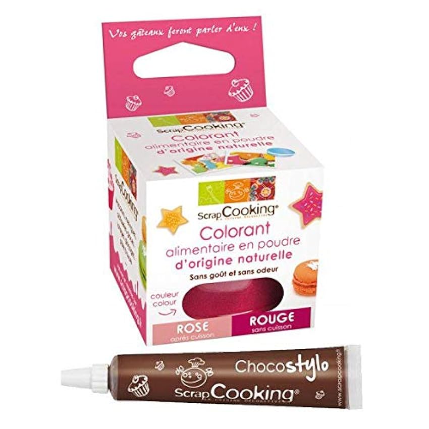 Colorante alimentario natural rojo-rosa + Tubo de chocolate para decorar fS1pgd8A