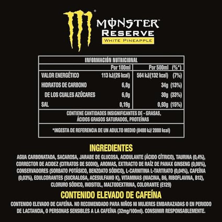 Monster Reserve Bebida Energética Sabor Piña 500 ml - Pack de 24 hwhFEG6d
