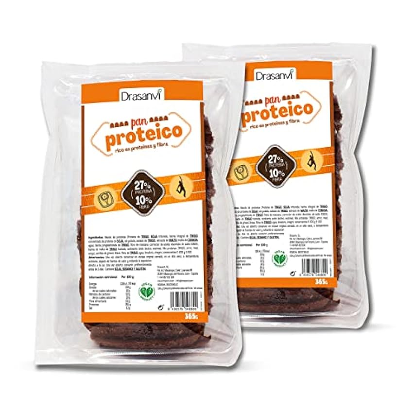 DRASANVI Pan Proteico Bajo en Carbohidratos|27% de proteínas y alto Contenido en fibra | ideal para dieta low carb y keto | Bajo en Azúcares y Calorías | Con Semillas de girasol y linaza | 365 gr jc9LCyTL