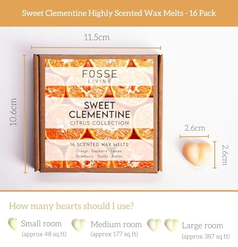 Clementina Dulce cera de soja altamente perfumada - Veganos, sin plástico y de larga duración - Paquete de 16 hDHpPt4s