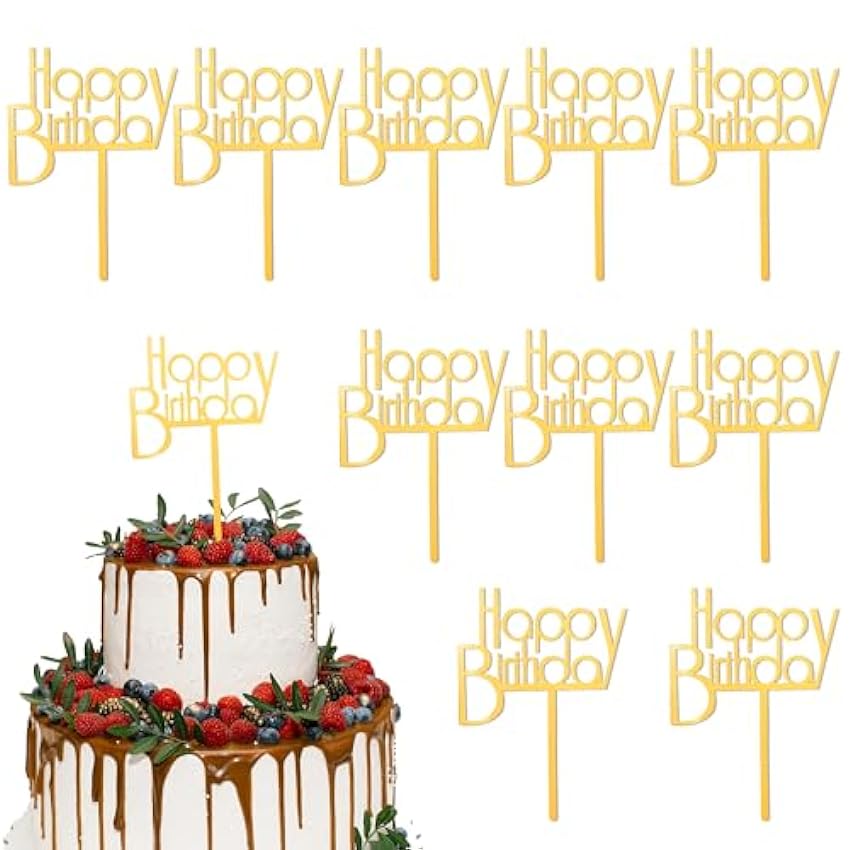 Decoración para tarta de feliz cumpleaños, 10 piezas de decoración para tarta de cumpleaños, decoración de cupcakes, decoración de tartas de cumpleaños para mujeres, hombres, niñas, niños, estilo FT mbqcBToI