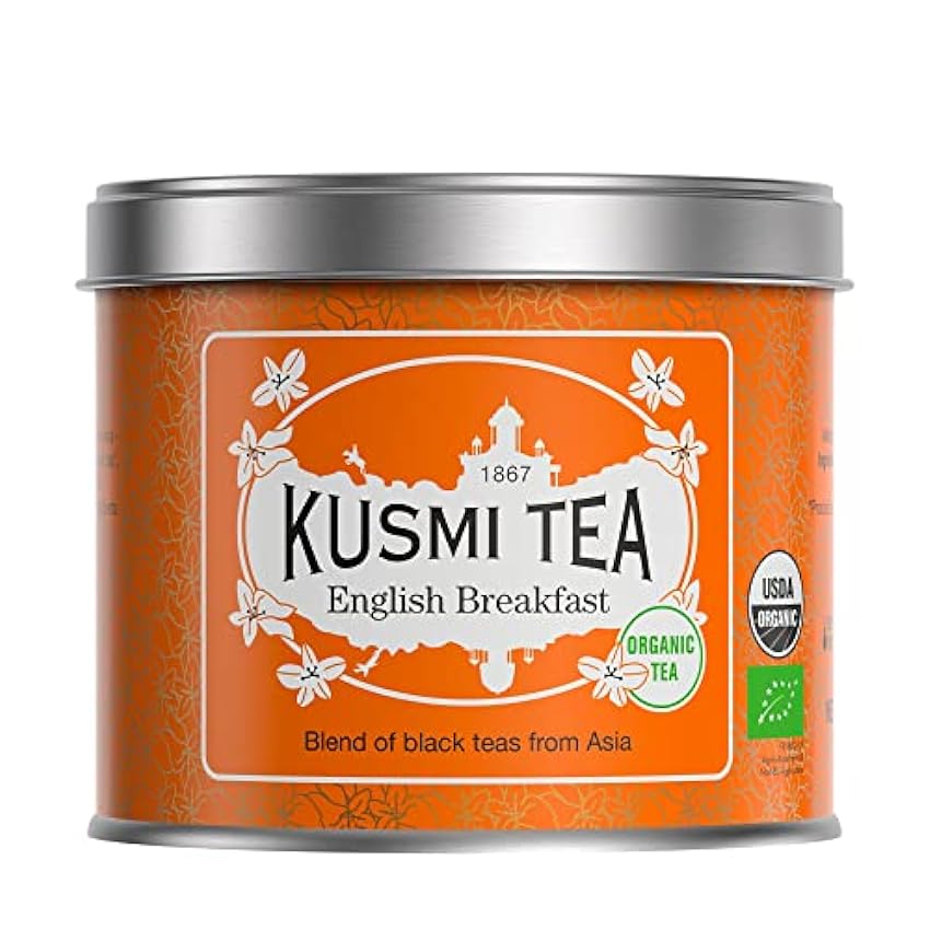 Kusmi Tea - English Breakfast orgánico - Mezcla de tés negros de Asia - Lata de 100g hZbBkVw7