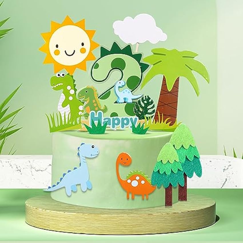 Guoguonb 6th Happy Birthday Dinosaurio - Decoración para tartas de 6 años, diseño de dinosaurio verde ohhnf52J
