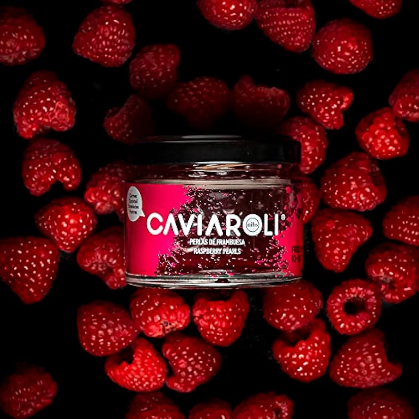 Caviaroli - Encapsulado de Jugo de Frambuesa - Perlas de Frutas Gourmet para Aliño o Decoración - 50 g GnQpRvKN
