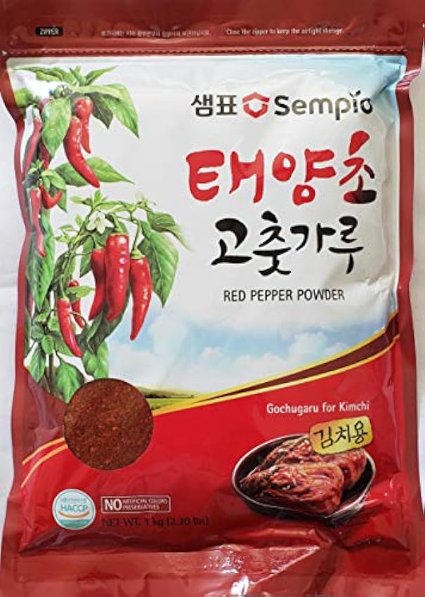 Sempio Gochugaru, chile coreano picante. Copos de chile. Imprescindible para hacer kimchi coreano. Chili flakes. Corea. Bolsa de 1 Kg. JKBpaMVS