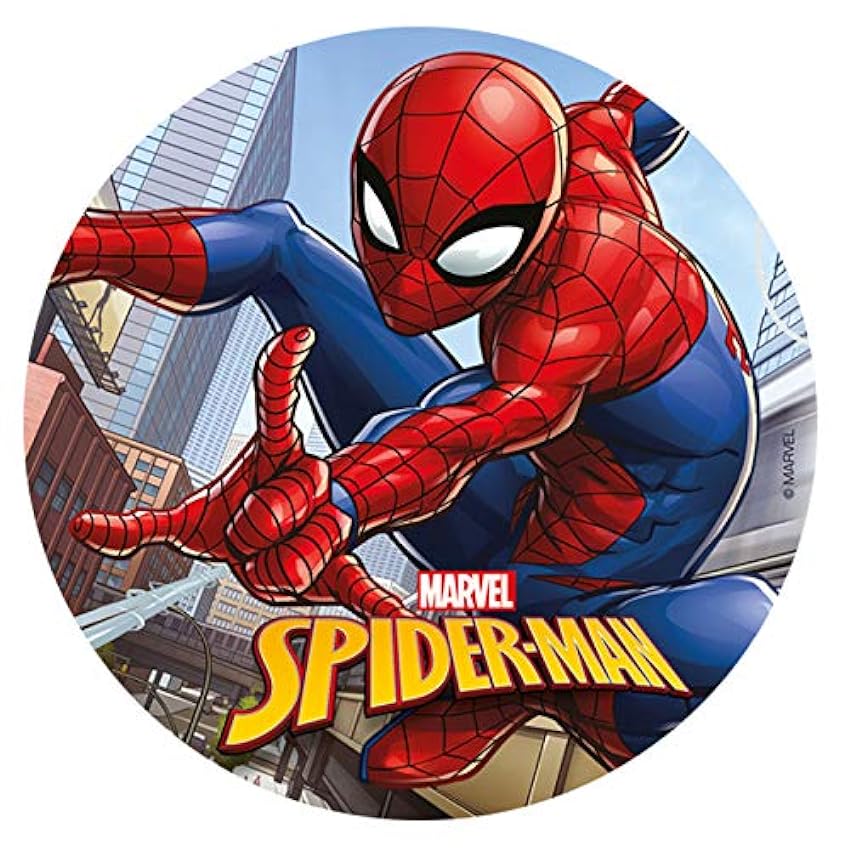 dekora - Oblea para Decorar Tartas Infantiles de Cumpleaños - Spiderman - 20cm pEYmfG7A