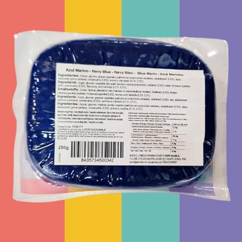 PASTRY COLOURS - Fondant Azul Marino - Cobertura para Tartas - Pasta de Azúcar Maleable y Fácil de Manipular - SugarPastry 250 Gr (Azul Marino) GPjYsAkN