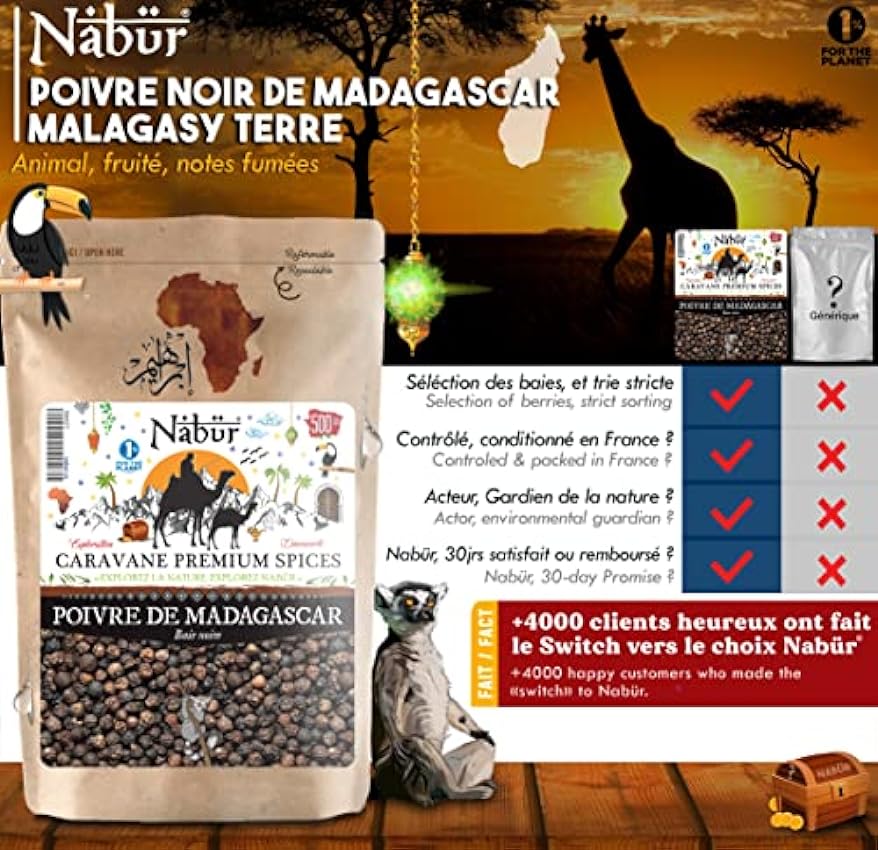 Nabür - Pimienta Negra de Madagascar 500 Gr | Pimienta Negra Grano Gourmet OOGebkXJ