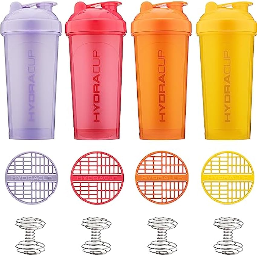 HydraCup [8 unidades] con New BlenderBeast – Botella agitadora de 28 onzas para mezclas de proteínas, mezcladores duales, taza agitadora sin BPA, paquete de bolas PCOFUGRT