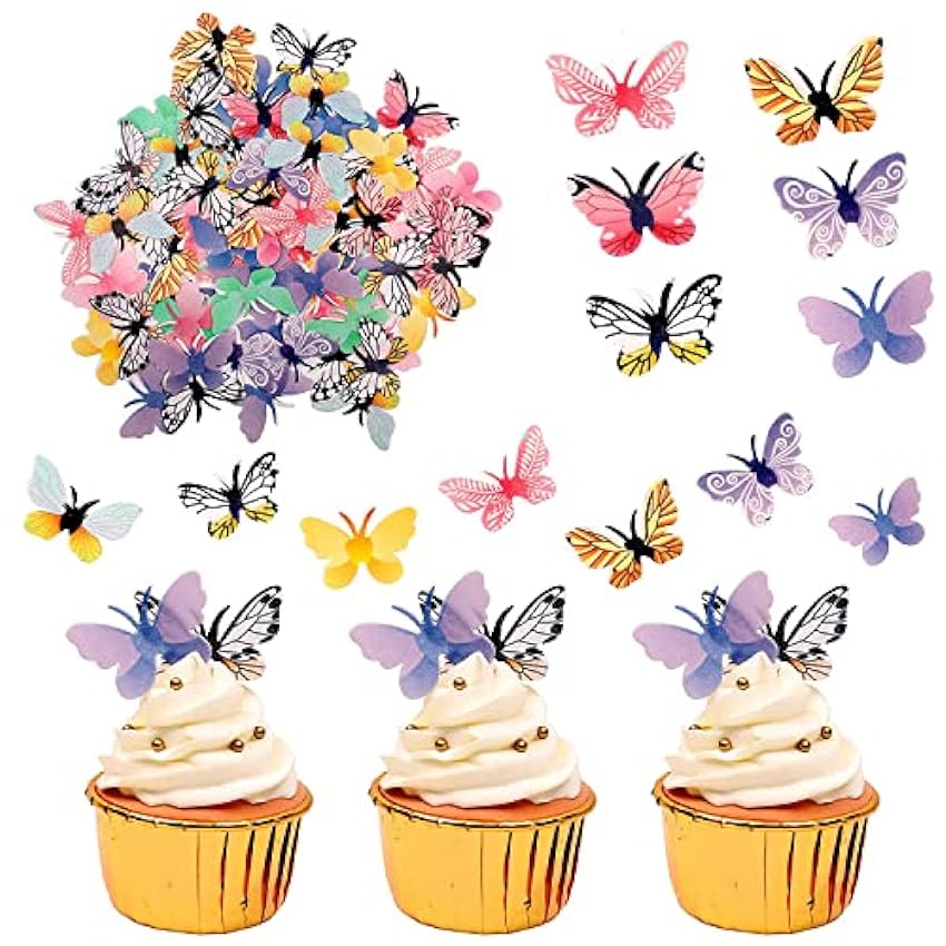 MEISO 72 tapas comestibles para tartas de mariposa, tap