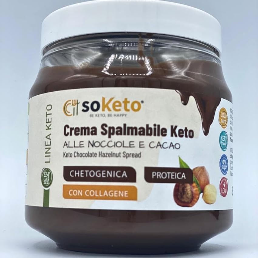 Crema untable Keto de Avellanas y Cacao 0% de Azúcares SOKETO – 300 gr.- Para dieta Keto y Low Carb Exquisita crema para untar ceto de avellanas y cacao ocKtgXyK