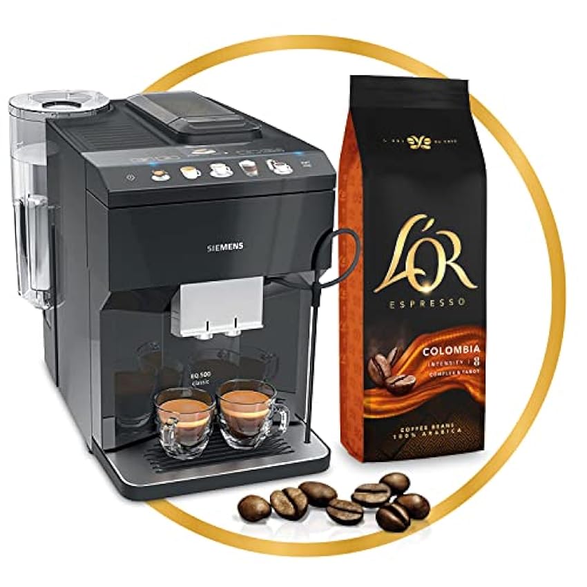 L´Or Espresso Café Grano Colombia 100% Arábica, 500 g + Siemens TP503R09 Cafetera espresso superautomática, EQ.500 Classic, Negro, 1500 W, 1.7 litros, Plástico LcSLOXQV