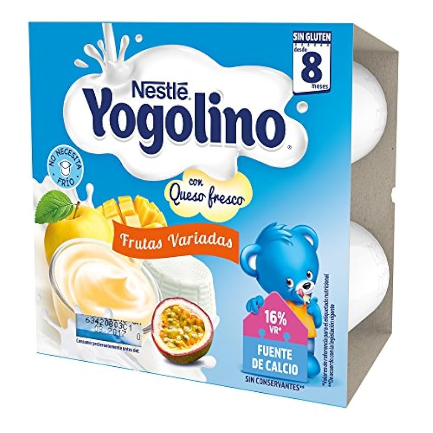 Nestlé Yogolino Natillas de Vainilla - Paquete de natillas de 6 x 4 unidades de 100g (Total: 2.4 kg), Fórmula antigua hn1w91kX