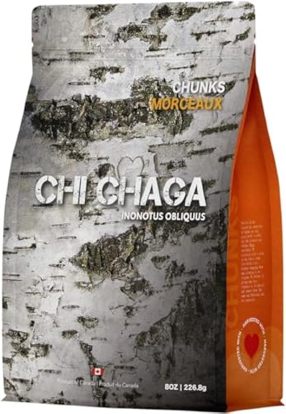Trozos de Hongo Chaga Orgánico - 226.8 Gramos de Auténtico Té de Premium Chaga Canadiense 100% Silvestre - Superfood lUYBn8IC