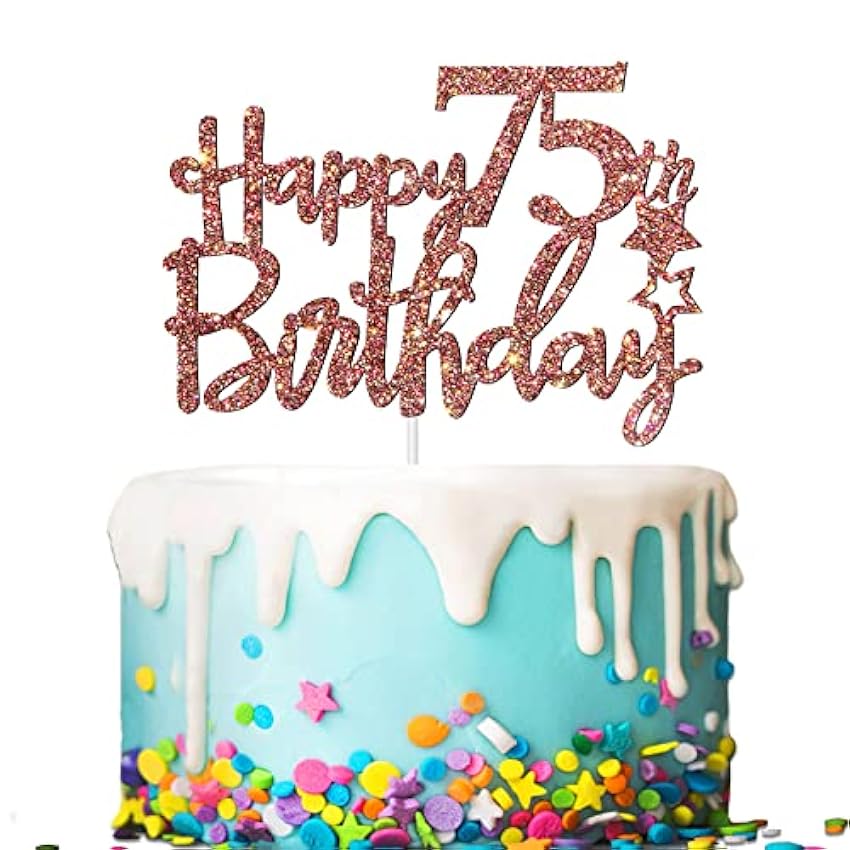 Tenhaisi Decoración para tarta de 75 cumpleaños, diseño